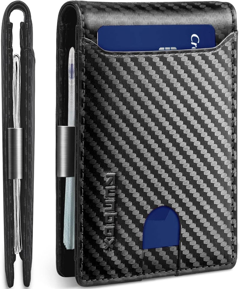 RUNBOX Money Clip Wallets for Men,Slim Leather Mens Bifold Wallet,RFID Blocking Front Pocket Wallet,Thin Credit Card Holder with Gift Box - Image 1